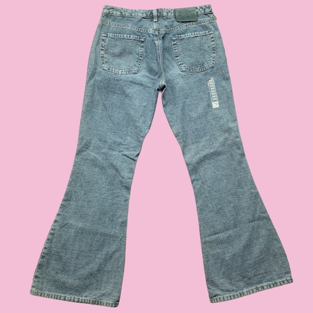 Silver Jeans Vintage Super Wide Flare Leg Distressed Aged Light Wash Jeans
